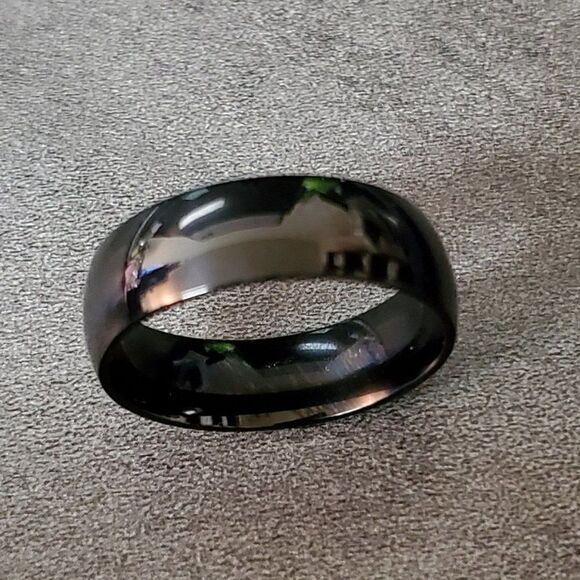 Black Men's Wedding Ring Band - Black Wedding Ring For Guys - Picture 4 of 6